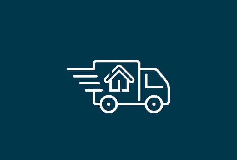 moving truck with house on the side Icon
